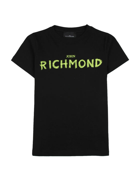 Tshirt Richmond mezza manica di color nero con scritta verde lime sul davanti