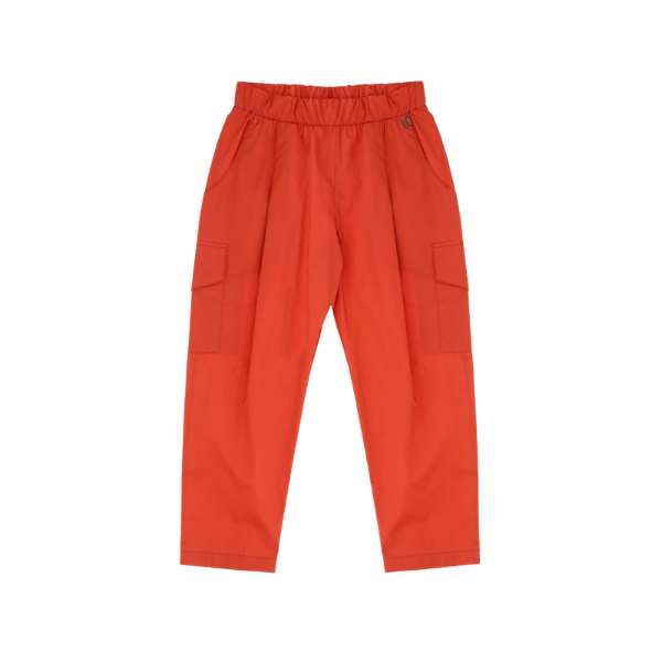 Pantalone Dixie cargo di color arancio mattone con elastico in vita in cotone leggero