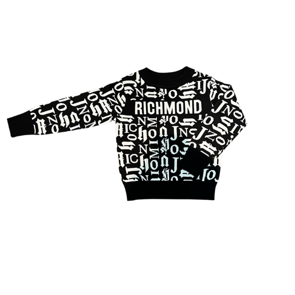 Maglione Richmond girocollo nero con scritte bianche