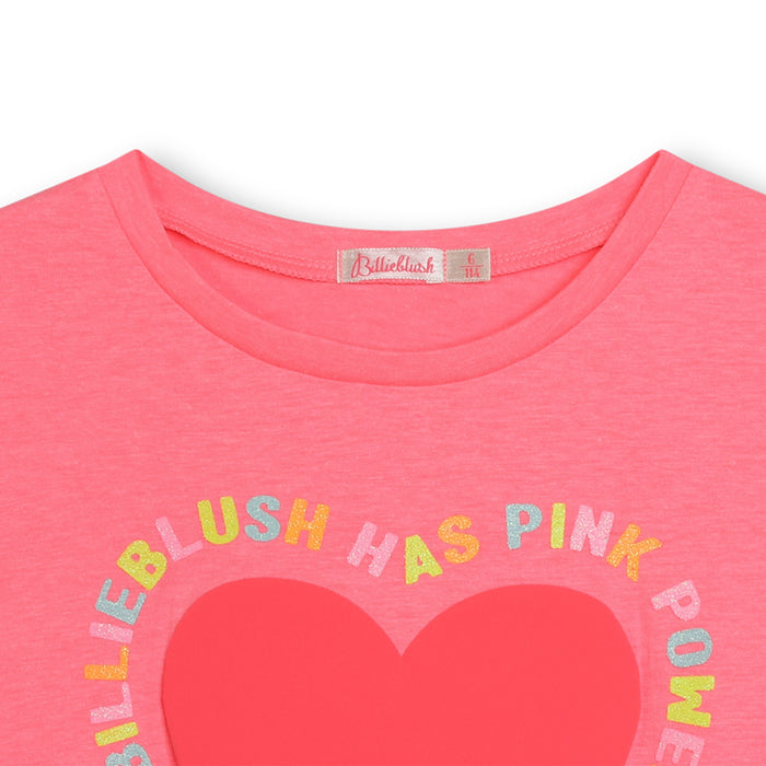 Tshirt Billieblush rosa con stampa cuore e scritta sul davanti