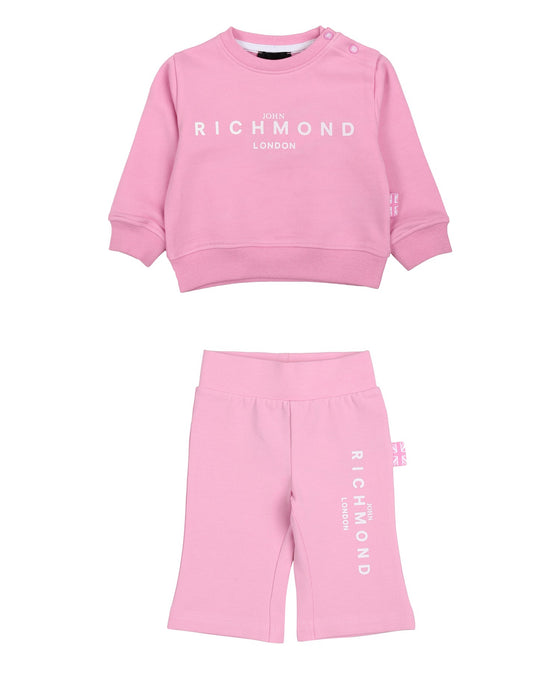 Completo Richmond di colore rosa composto da felpa e pantalone leggings a zampa