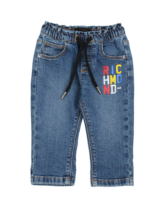 Jeans Richmond elasticizzato con scritta colorata sotto la tasca sinistra