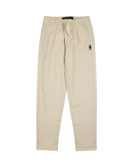 Pantalone Richmond beige con elastico e coulisse in vita con taschino con marchio sul retro