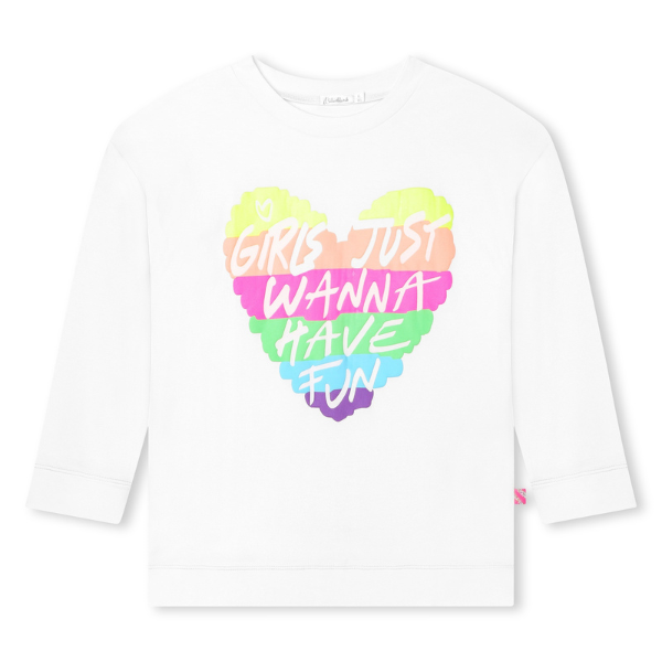 Tshirt Billieblush avorio a manica lunga con stampa " Girls just wanna have fun" colorata