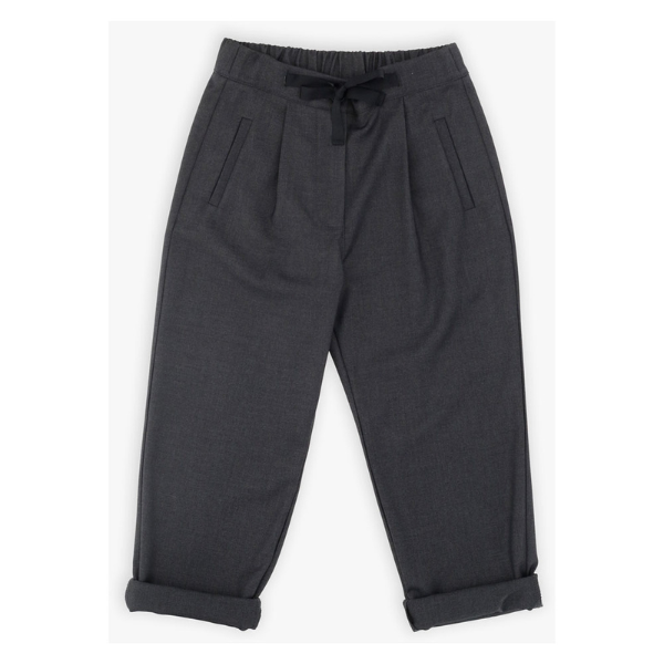 Pantalone Dixie color grigio scuro con coulisse in vita e pence sul davanti