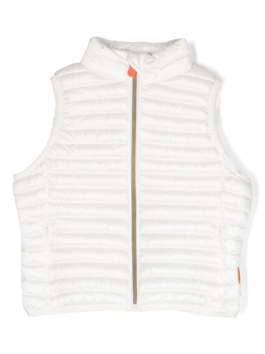 Gilet Save The Duck imbottito di colore bianco con zip centrale