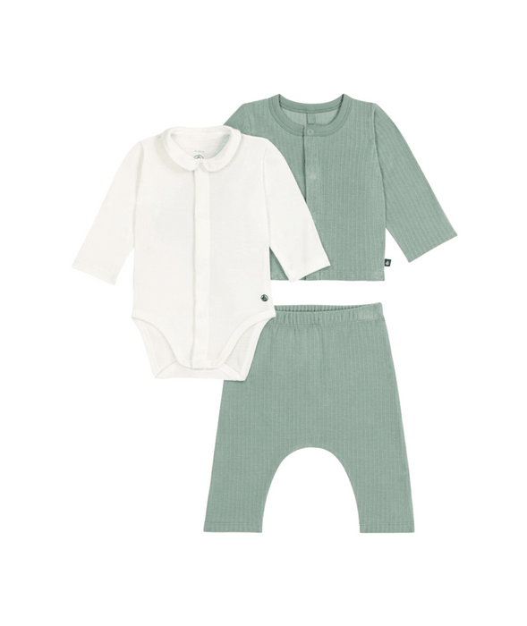 Set Petit Bateau 3 pezzi color salvia