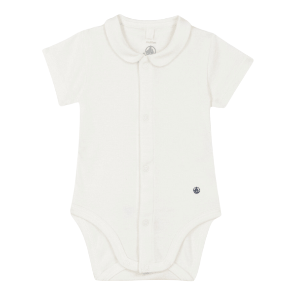 Body Petit Bateau bianco con colletto e bottoncini automatici sul davanti