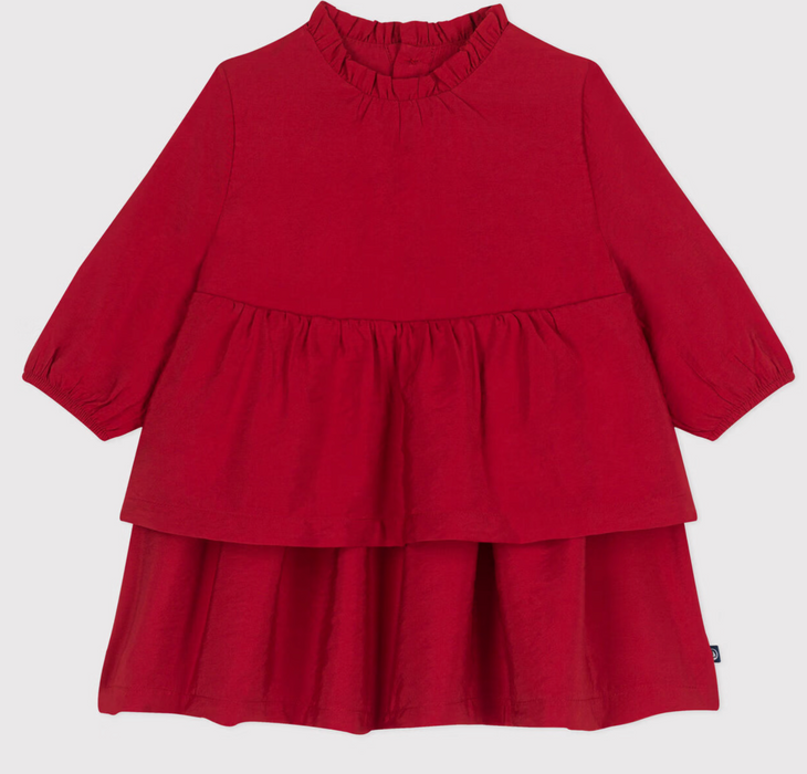 Abito Petit Bateau rosso con balze