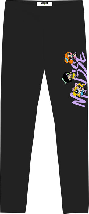 Leggings Mousse nero con stampa superstars e logo