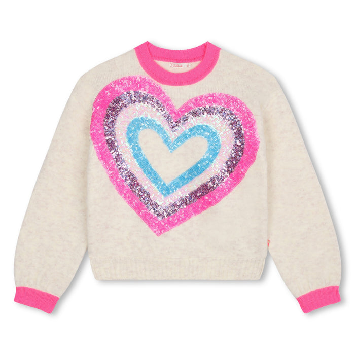 Maglione Billieblush Panna girocollo con cuori