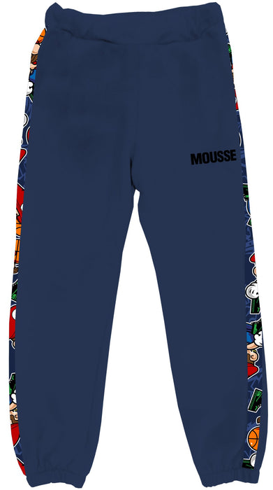 Pantalone Mousse in felpa con bande laterali con stampe super Mario