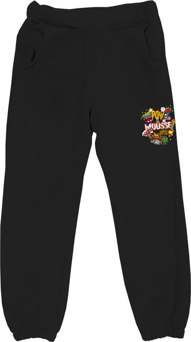 Pantalone Mousse nero con stampa sul davanti superfriends multicolor