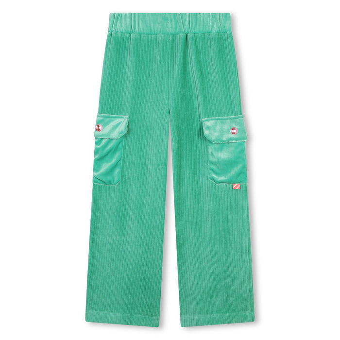 Pantalone Billieblush verde in velluto con tasconi